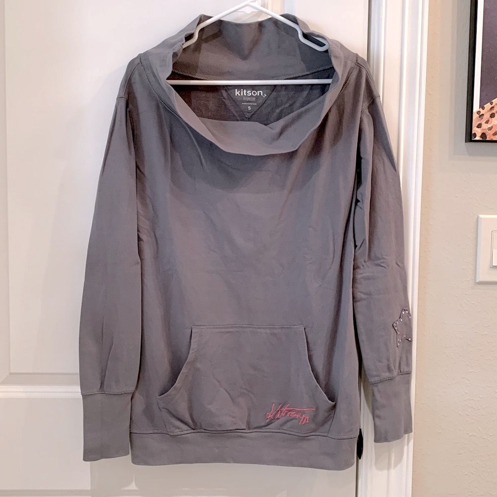 Kitson Gray Cowl Neck Sweatshirt Y2K Size Small